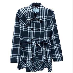 Apt. 9 Black & White Double Breasted Belt Wool Coat